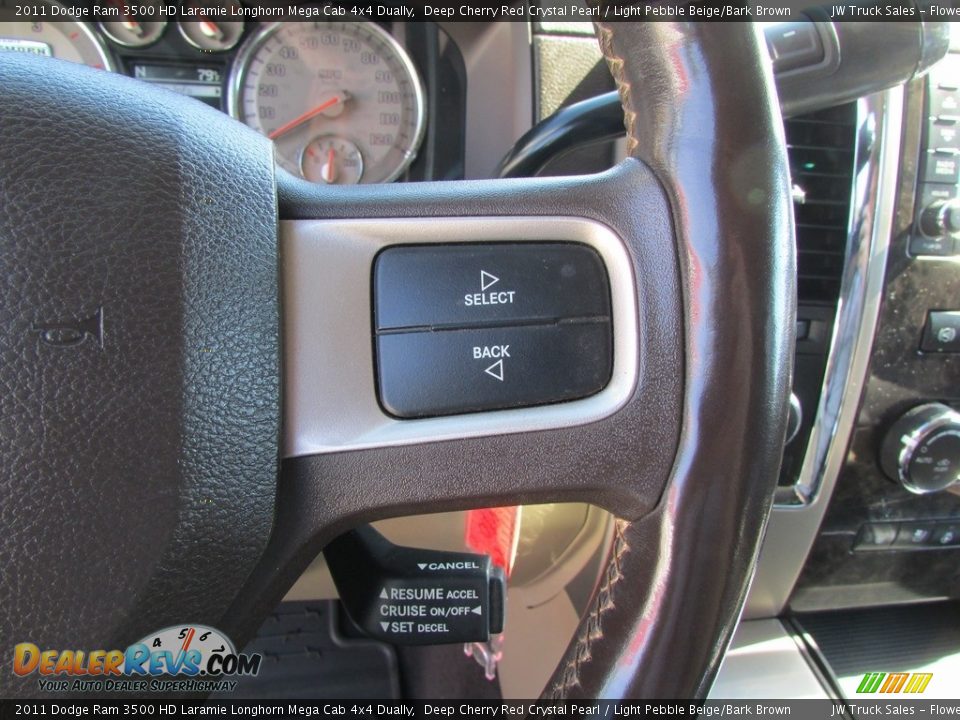 2011 Dodge Ram 3500 HD Laramie Longhorn Mega Cab 4x4 Dually Deep Cherry Red Crystal Pearl / Light Pebble Beige/Bark Brown Photo #22