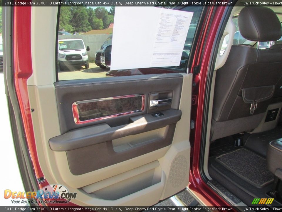 2011 Dodge Ram 3500 HD Laramie Longhorn Mega Cab 4x4 Dually Deep Cherry Red Crystal Pearl / Light Pebble Beige/Bark Brown Photo #34