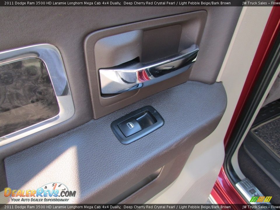 2011 Dodge Ram 3500 HD Laramie Longhorn Mega Cab 4x4 Dually Deep Cherry Red Crystal Pearl / Light Pebble Beige/Bark Brown Photo #35