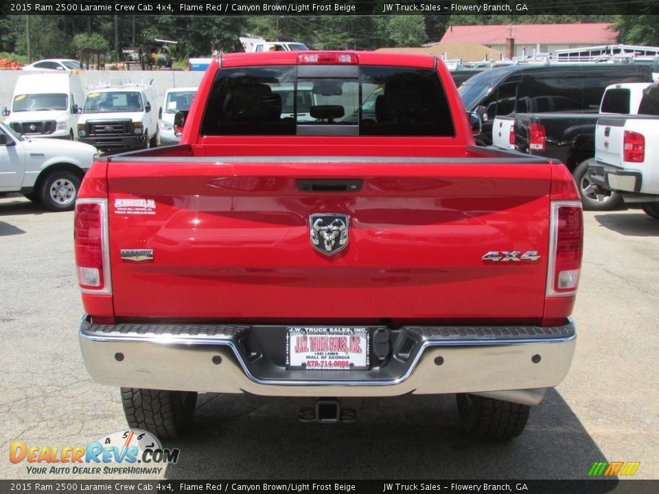 2015 Ram 2500 Laramie Crew Cab 4x4 Flame Red / Canyon Brown/Light Frost Beige Photo #7