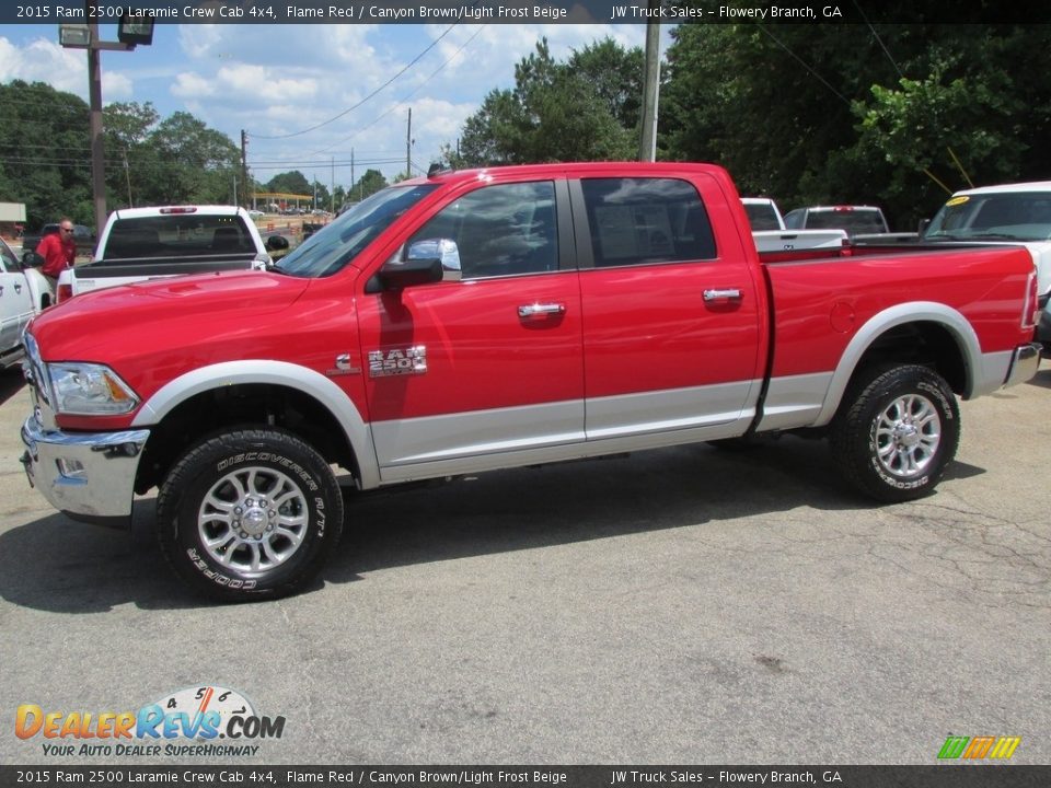 2015 Ram 2500 Laramie Crew Cab 4x4 Flame Red / Canyon Brown/Light Frost Beige Photo #10
