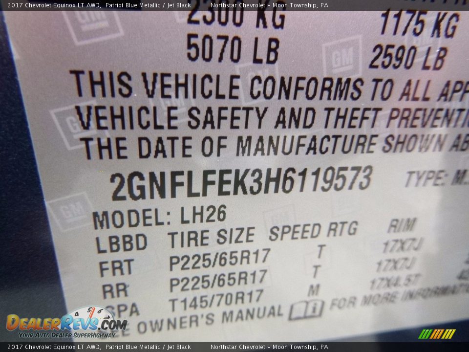 2017 Chevrolet Equinox LT AWD Patriot Blue Metallic / Jet Black Photo #15