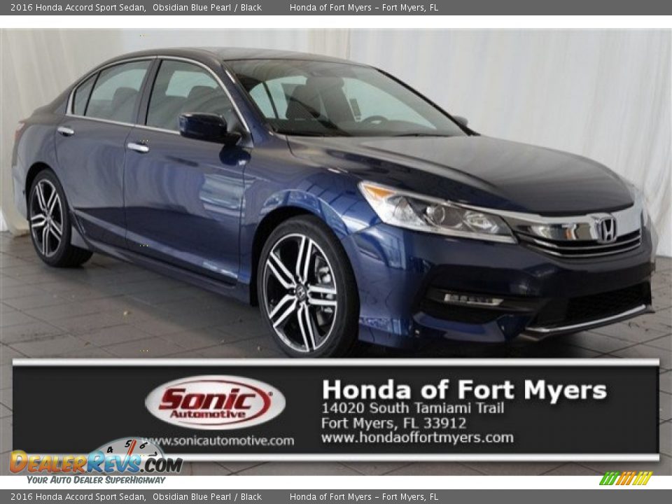 2016 Honda Accord Sport Sedan Obsidian Blue Pearl / Black Photo #1