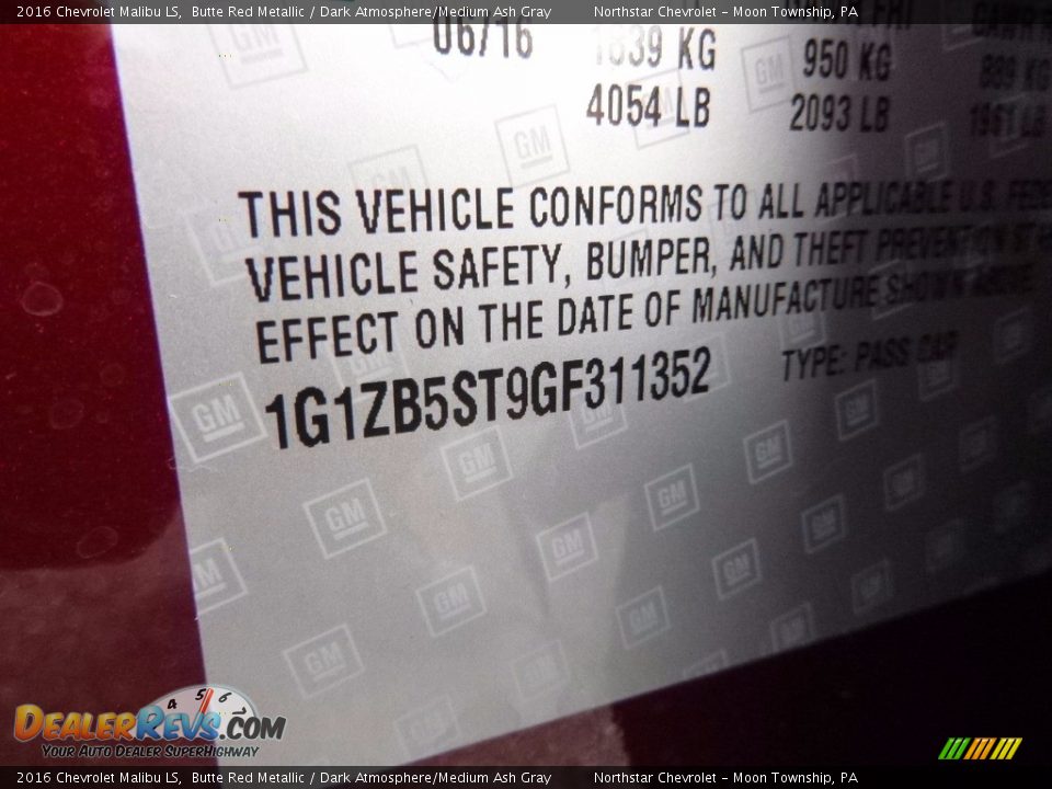 2016 Chevrolet Malibu LS Butte Red Metallic / Dark Atmosphere/Medium Ash Gray Photo #16