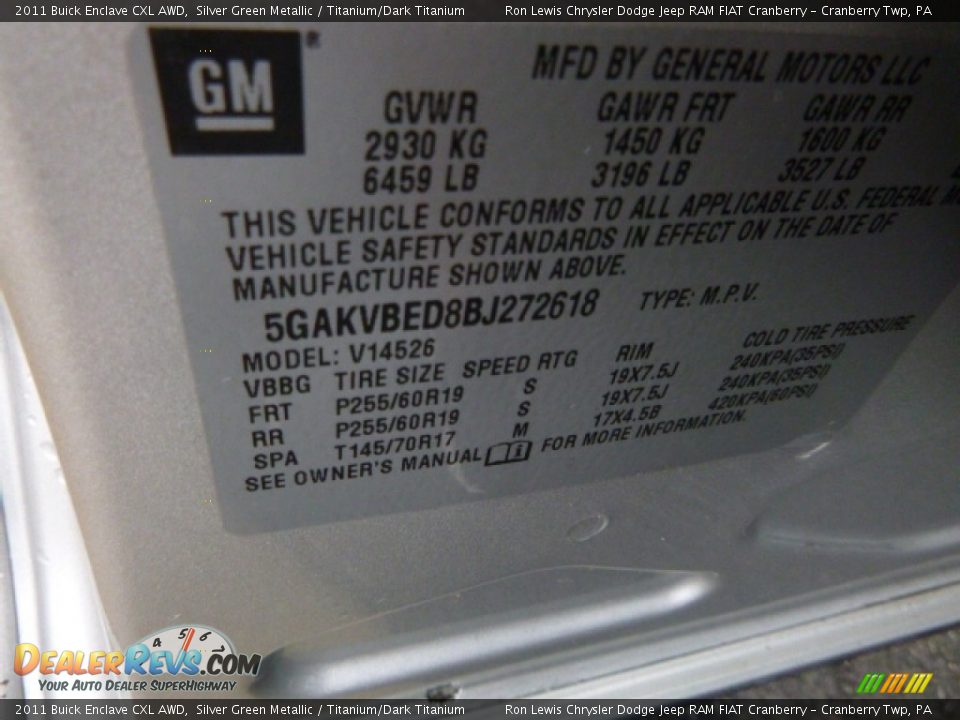 2011 Buick Enclave CXL AWD Silver Green Metallic / Titanium/Dark Titanium Photo #17