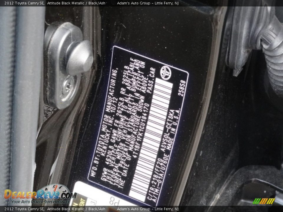 2012 Toyota Camry SE Attitude Black Metallic / Black/Ash Photo #19