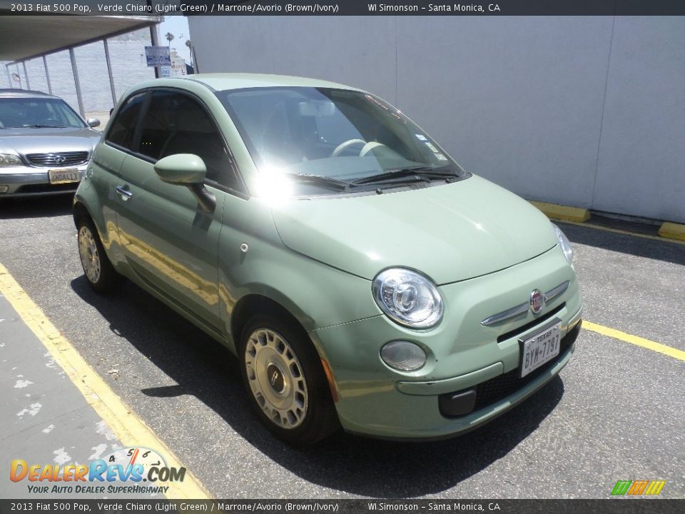 2013 Fiat 500 Pop Verde Chiaro (Light Green) / Marrone/Avorio (Brown/Ivory) Photo #1