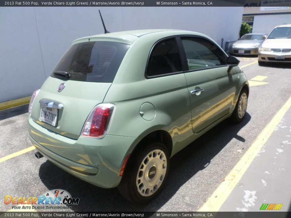 2013 Fiat 500 Pop Verde Chiaro (Light Green) / Marrone/Avorio (Brown/Ivory) Photo #2