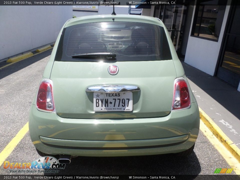 2013 Fiat 500 Pop Verde Chiaro (Light Green) / Marrone/Avorio (Brown/Ivory) Photo #3