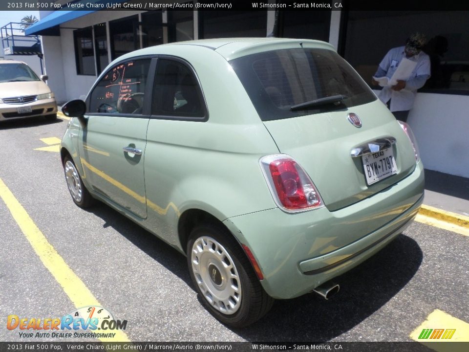 2013 Fiat 500 Pop Verde Chiaro (Light Green) / Marrone/Avorio (Brown/Ivory) Photo #4