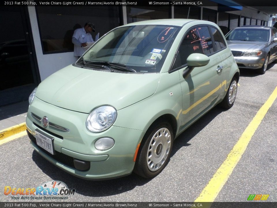 2013 Fiat 500 Pop Verde Chiaro (Light Green) / Marrone/Avorio (Brown/Ivory) Photo #5