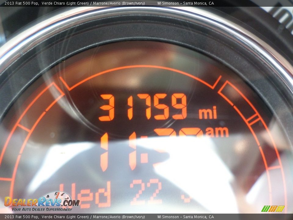 2013 Fiat 500 Pop Verde Chiaro (Light Green) / Marrone/Avorio (Brown/Ivory) Photo #9