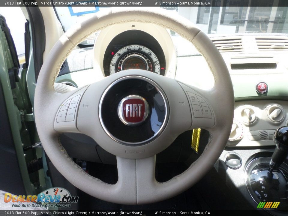 2013 Fiat 500 Pop Verde Chiaro (Light Green) / Marrone/Avorio (Brown/Ivory) Photo #10