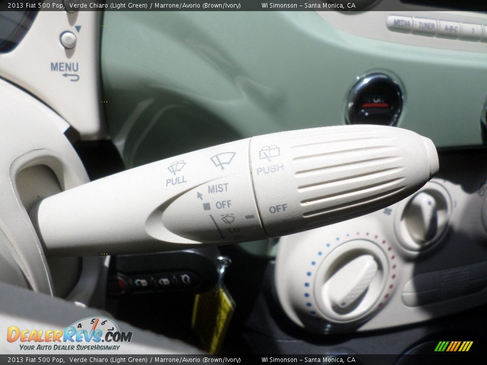 2013 Fiat 500 Pop Verde Chiaro (Light Green) / Marrone/Avorio (Brown/Ivory) Photo #17