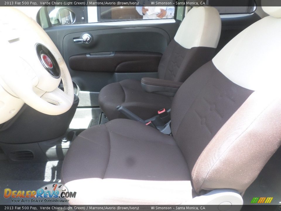 2013 Fiat 500 Pop Verde Chiaro (Light Green) / Marrone/Avorio (Brown/Ivory) Photo #18