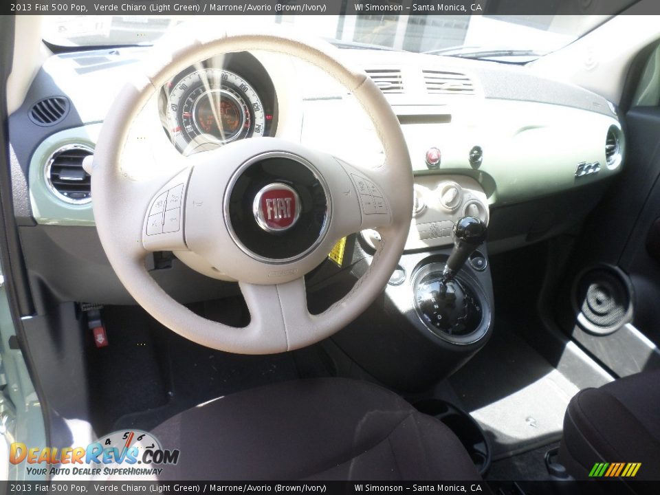 2013 Fiat 500 Pop Verde Chiaro (Light Green) / Marrone/Avorio (Brown/Ivory) Photo #21