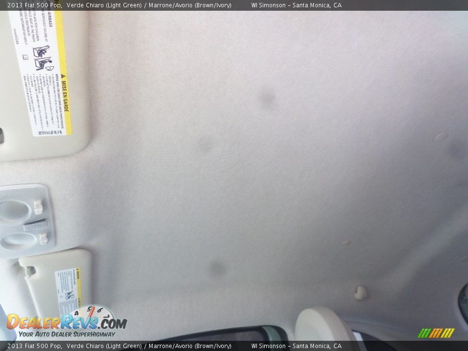 2013 Fiat 500 Pop Verde Chiaro (Light Green) / Marrone/Avorio (Brown/Ivory) Photo #22