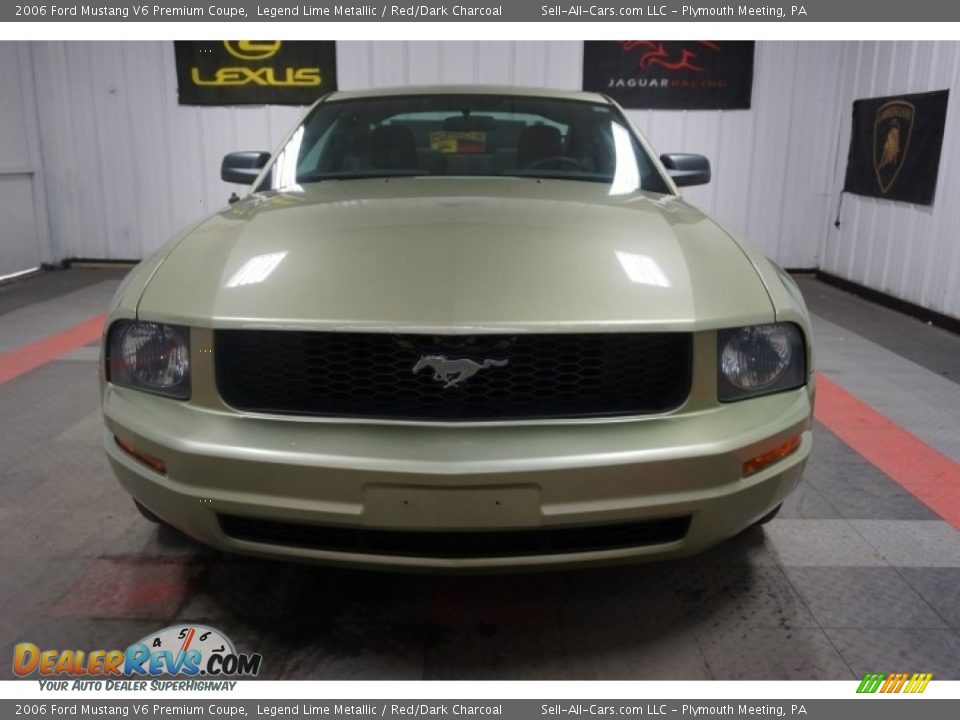 2006 Ford Mustang V6 Premium Coupe Legend Lime Metallic / Red/Dark Charcoal Photo #4