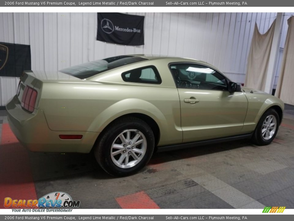 2006 Ford Mustang V6 Premium Coupe Legend Lime Metallic / Red/Dark Charcoal Photo #7