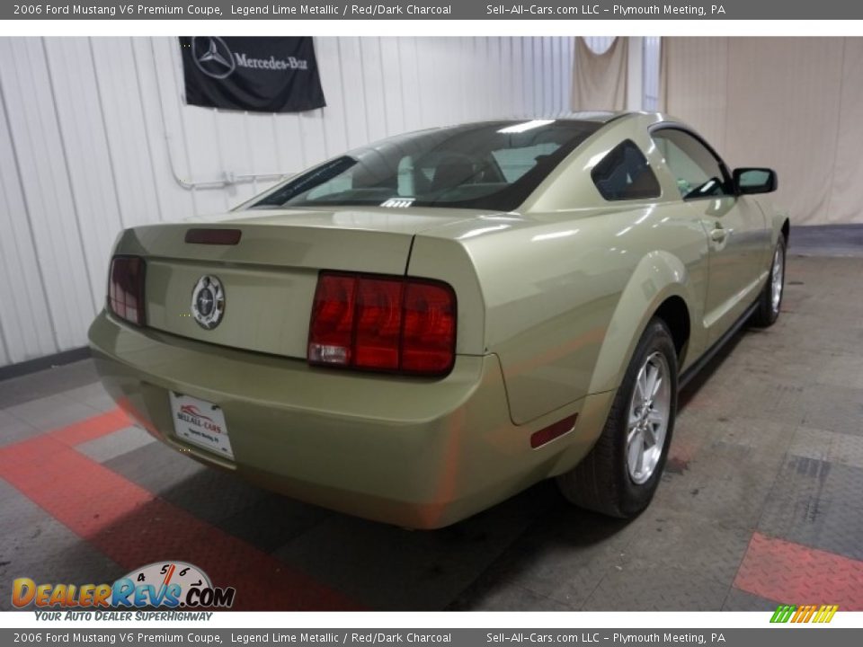 2006 Ford Mustang V6 Premium Coupe Legend Lime Metallic / Red/Dark Charcoal Photo #8