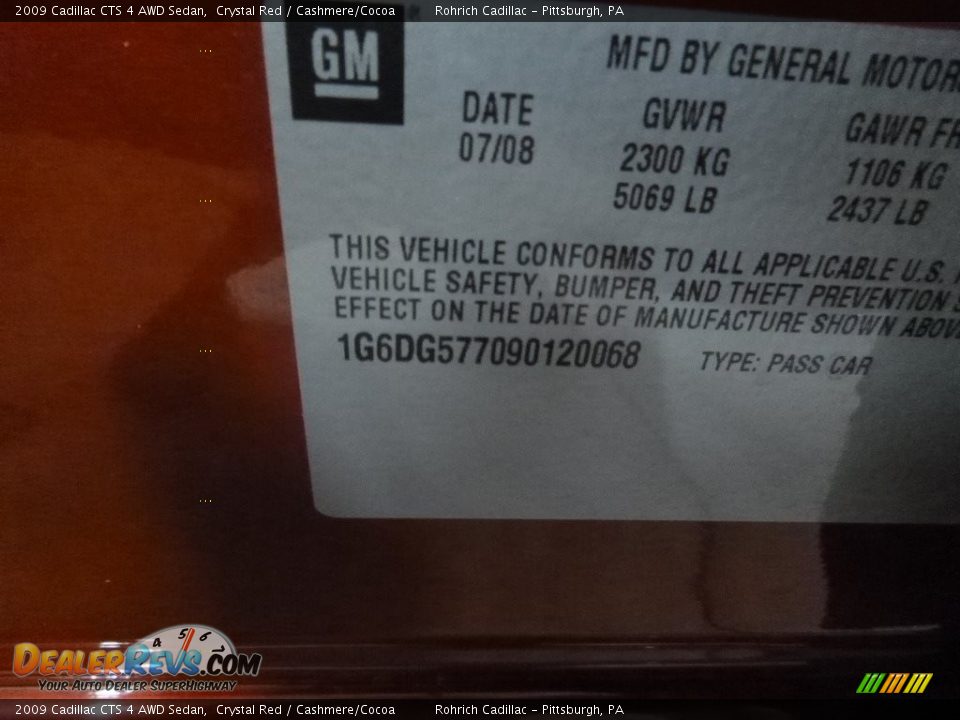 2009 Cadillac CTS 4 AWD Sedan Crystal Red / Cashmere/Cocoa Photo #4