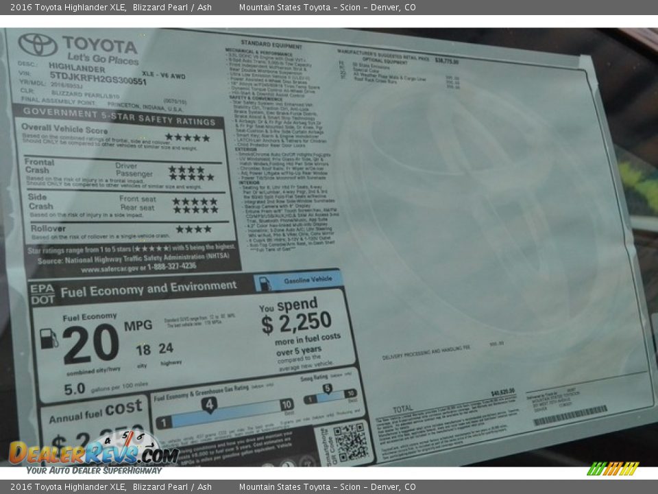 2016 Toyota Highlander XLE Blizzard Pearl / Ash Photo #11