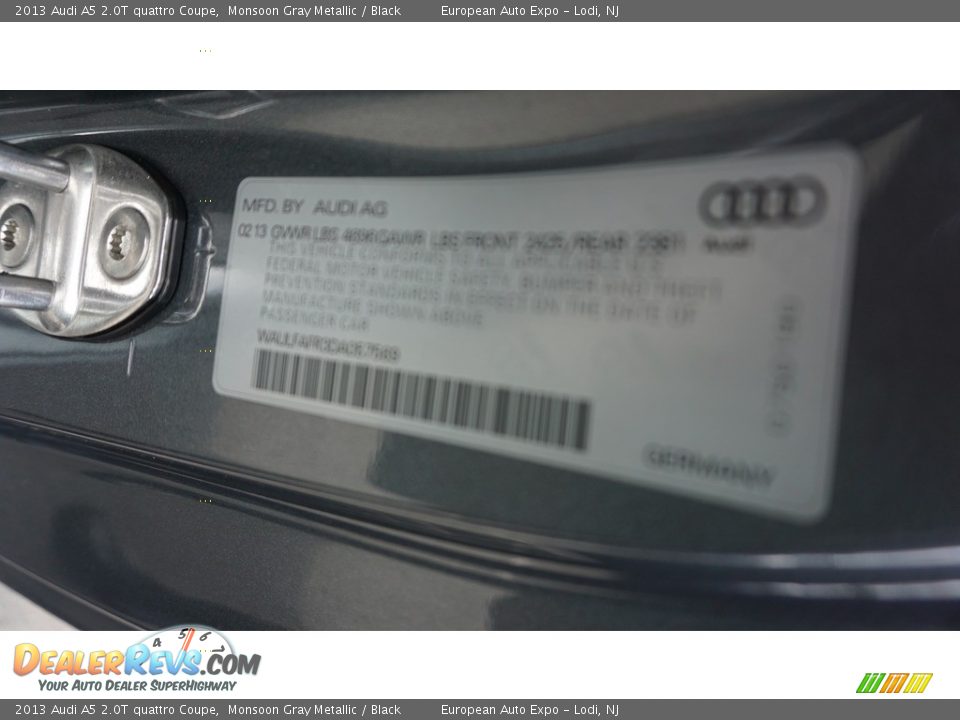 2013 Audi A5 2.0T quattro Coupe Monsoon Gray Metallic / Black Photo #21
