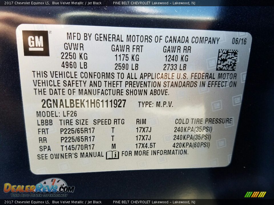 2017 Chevrolet Equinox LS Blue Velvet Metallic / Jet Black Photo #10