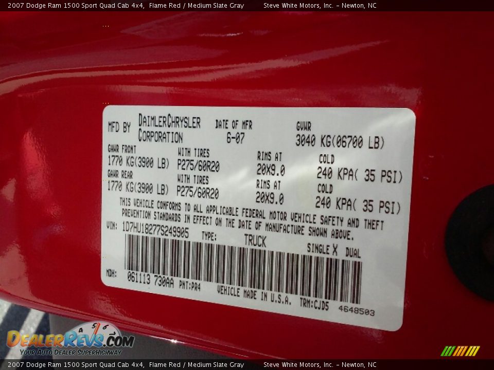 2007 Dodge Ram 1500 Sport Quad Cab 4x4 Flame Red / Medium Slate Gray Photo #21