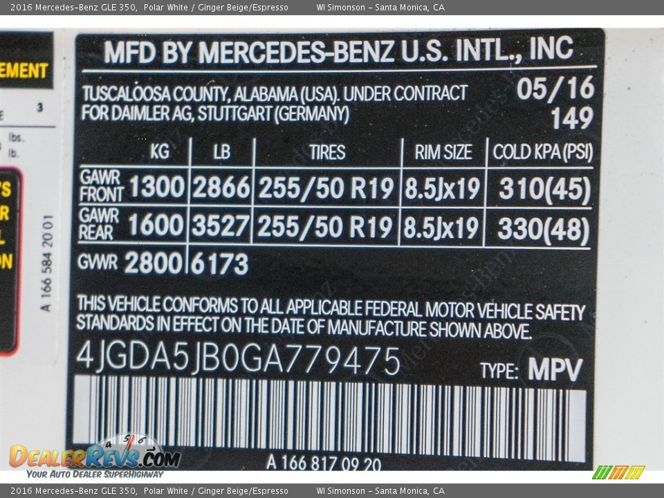 2016 Mercedes-Benz GLE 350 Polar White / Ginger Beige/Espresso Photo #6