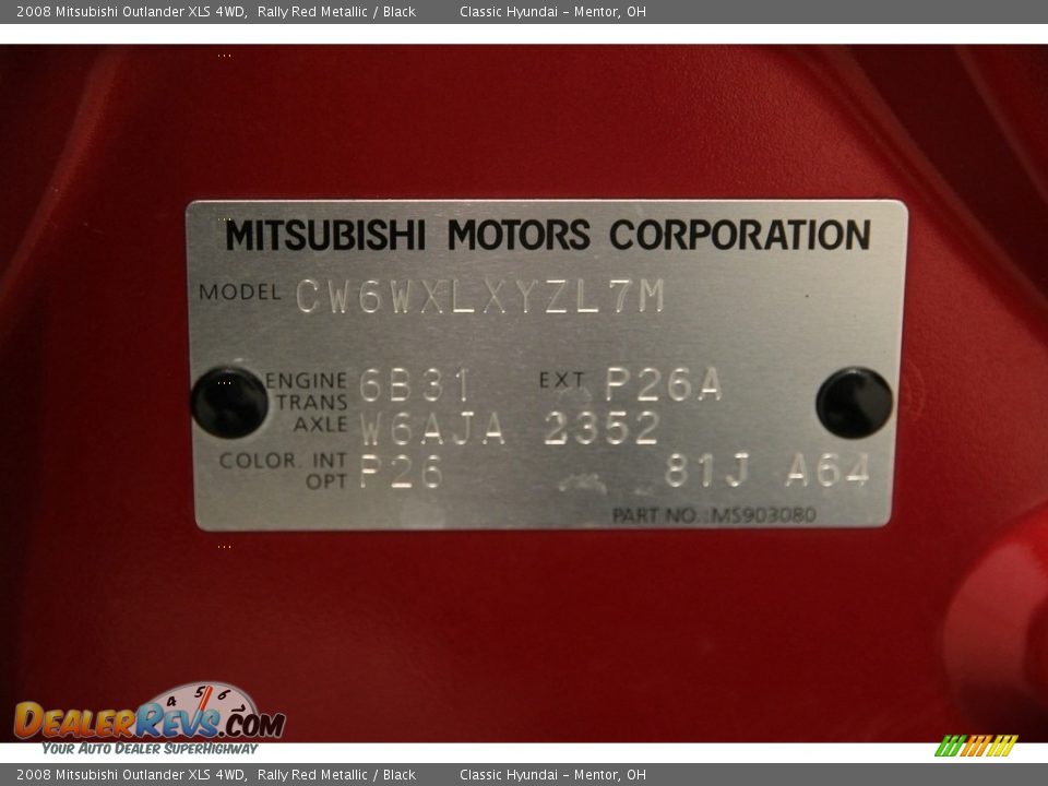 2008 Mitsubishi Outlander XLS 4WD Rally Red Metallic / Black Photo #16