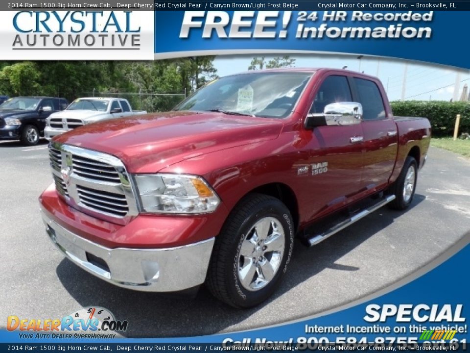 2014 Ram 1500 Big Horn Crew Cab Deep Cherry Red Crystal Pearl / Canyon Brown/Light Frost Beige Photo #1