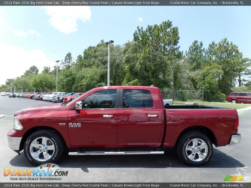 2014 Ram 1500 Big Horn Crew Cab Deep Cherry Red Crystal Pearl / Canyon Brown/Light Frost Beige Photo #2
