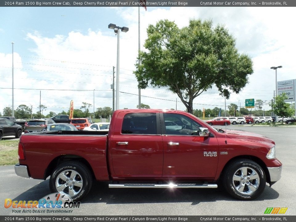 2014 Ram 1500 Big Horn Crew Cab Deep Cherry Red Crystal Pearl / Canyon Brown/Light Frost Beige Photo #9