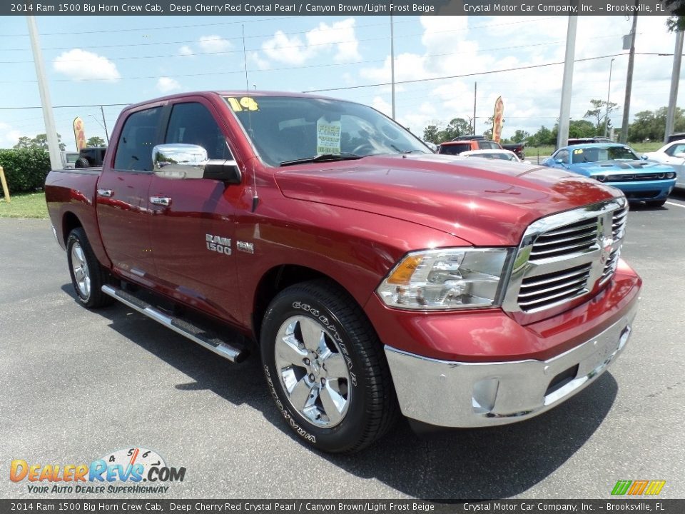 2014 Ram 1500 Big Horn Crew Cab Deep Cherry Red Crystal Pearl / Canyon Brown/Light Frost Beige Photo #10