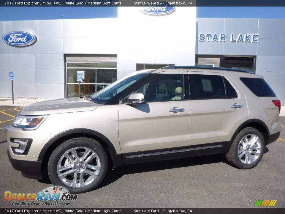2017 Ford Explorer Limited 4WD White Gold / Medium Light Camel Photo #1