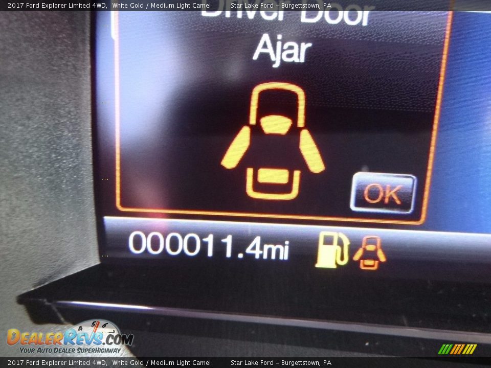 2017 Ford Explorer Limited 4WD White Gold / Medium Light Camel Photo #20