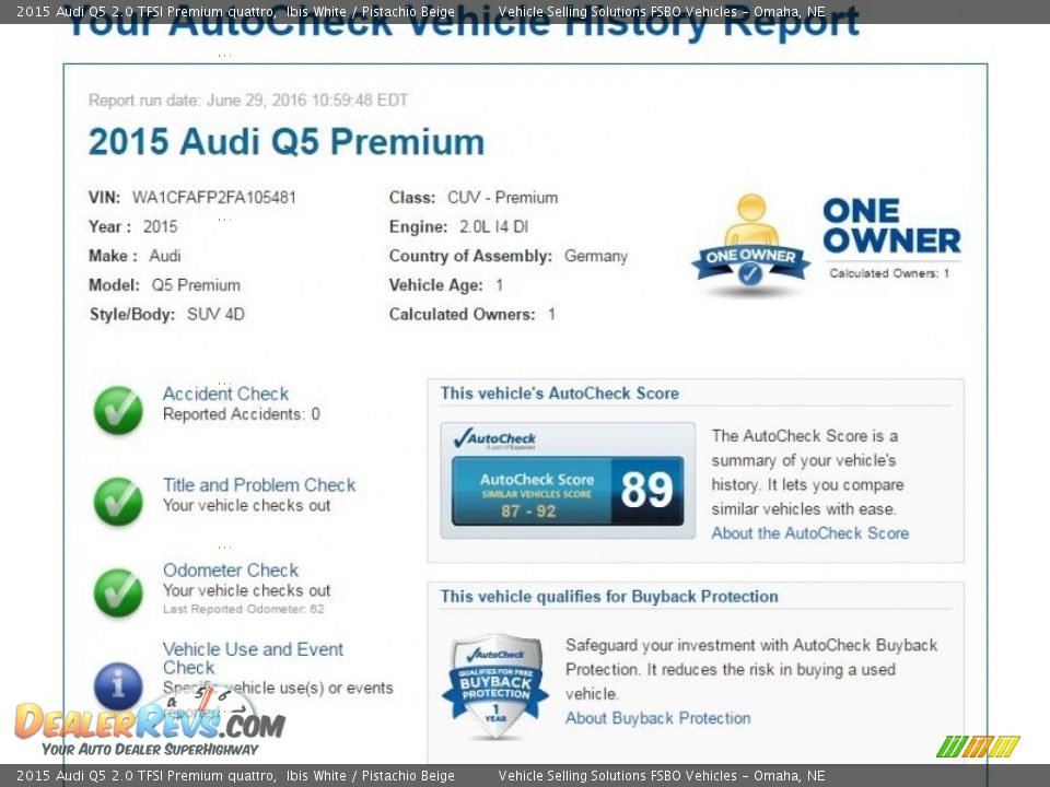 Dealer Info of 2015 Audi Q5 2.0 TFSI Premium quattro Photo #11