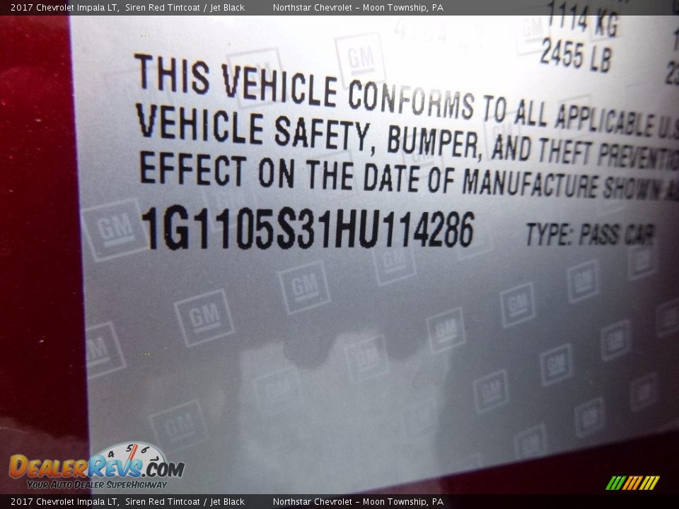 2017 Chevrolet Impala LT Siren Red Tintcoat / Jet Black Photo #17