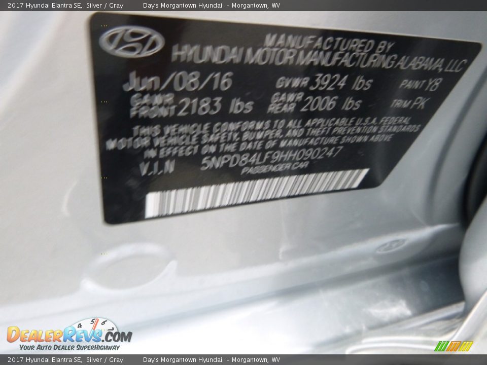 2017 Hyundai Elantra SE Silver / Gray Photo #15