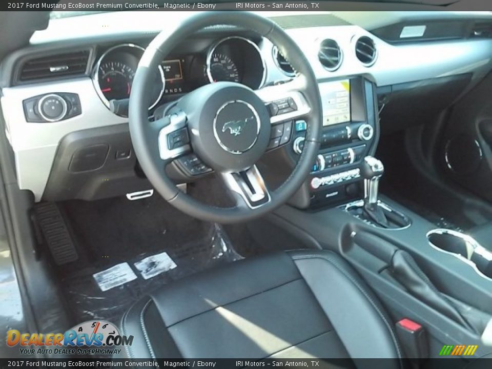 Ebony Interior - 2017 Ford Mustang EcoBoost Premium Convertible Photo #6