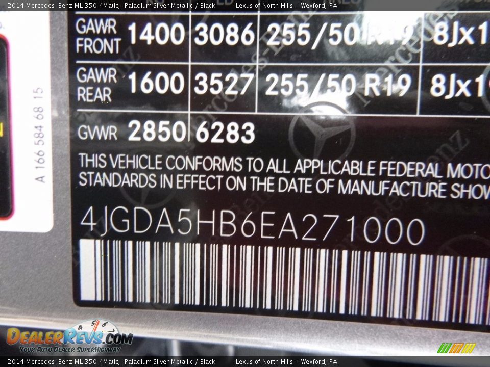 2014 Mercedes-Benz ML 350 4Matic Paladium Silver Metallic / Black Photo #15