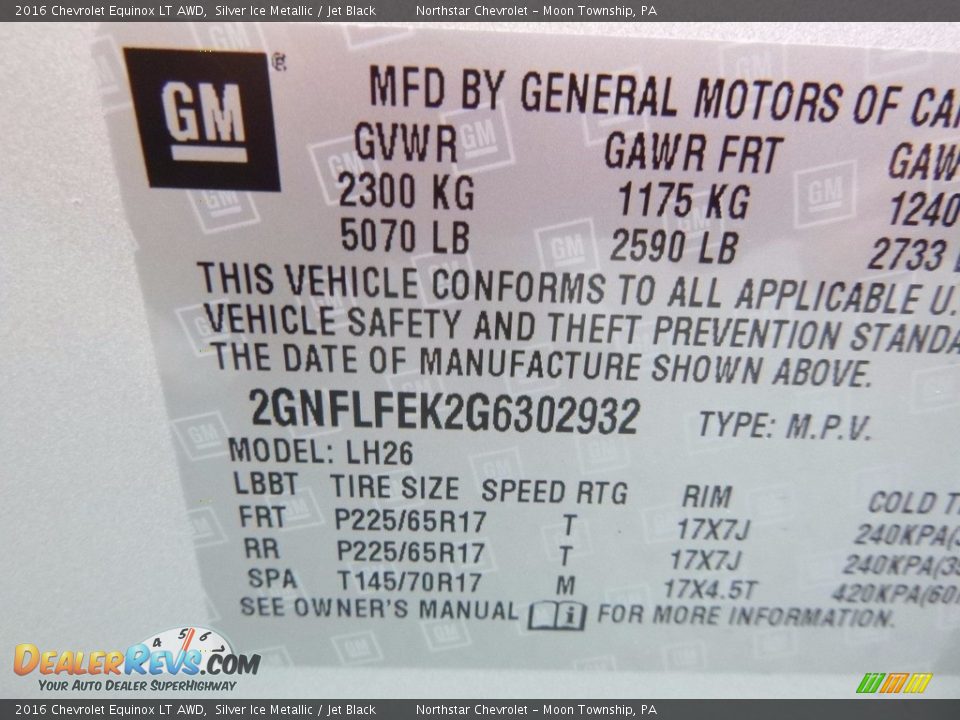 2016 Chevrolet Equinox LT AWD Silver Ice Metallic / Jet Black Photo #17