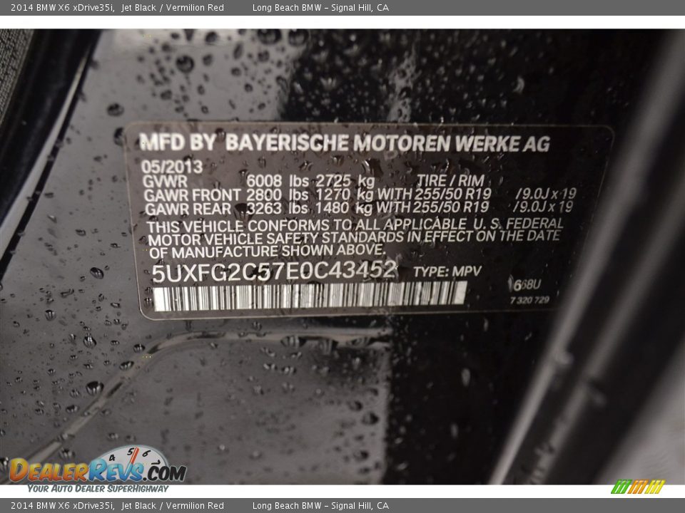 2014 BMW X6 xDrive35i Jet Black / Vermilion Red Photo #30