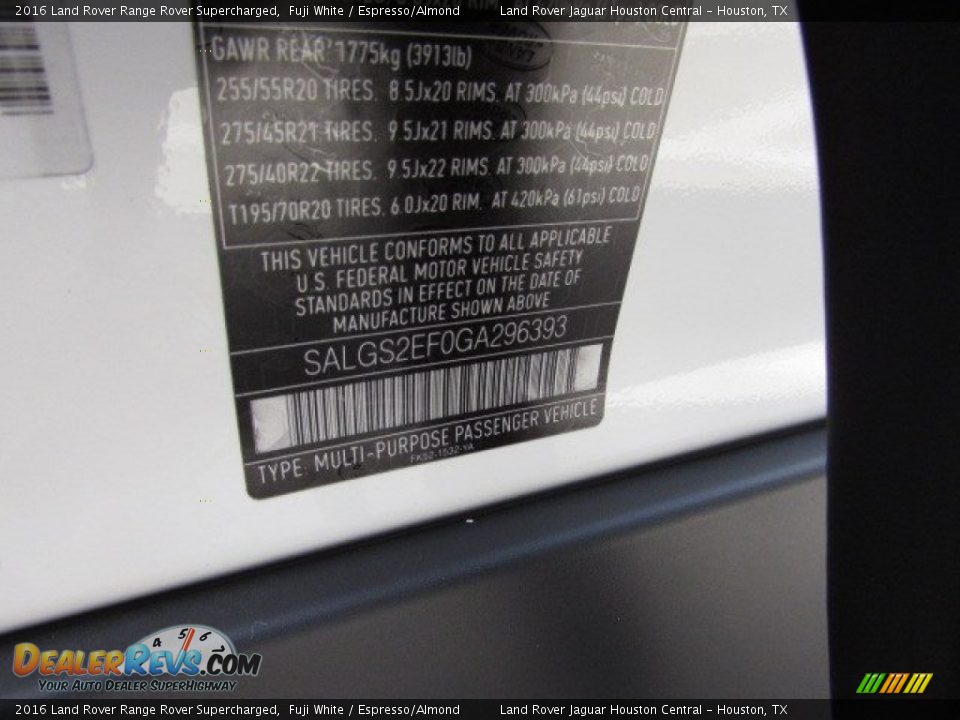 2016 Land Rover Range Rover Supercharged Fuji White / Espresso/Almond Photo #15