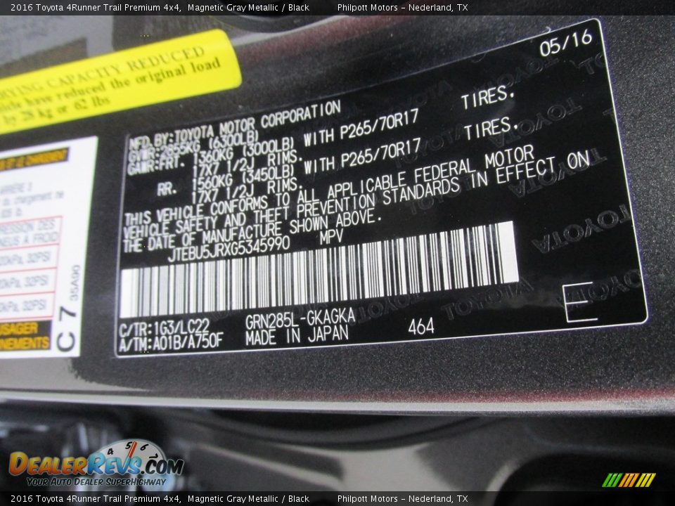 2016 Toyota 4Runner Trail Premium 4x4 Magnetic Gray Metallic / Black Photo #33