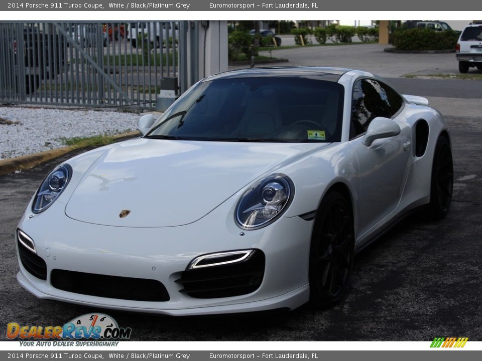 2014 Porsche 911 Turbo Coupe White / Black/Platinum Grey Photo #1