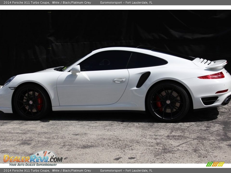 2014 Porsche 911 Turbo Coupe White / Black/Platinum Grey Photo #2