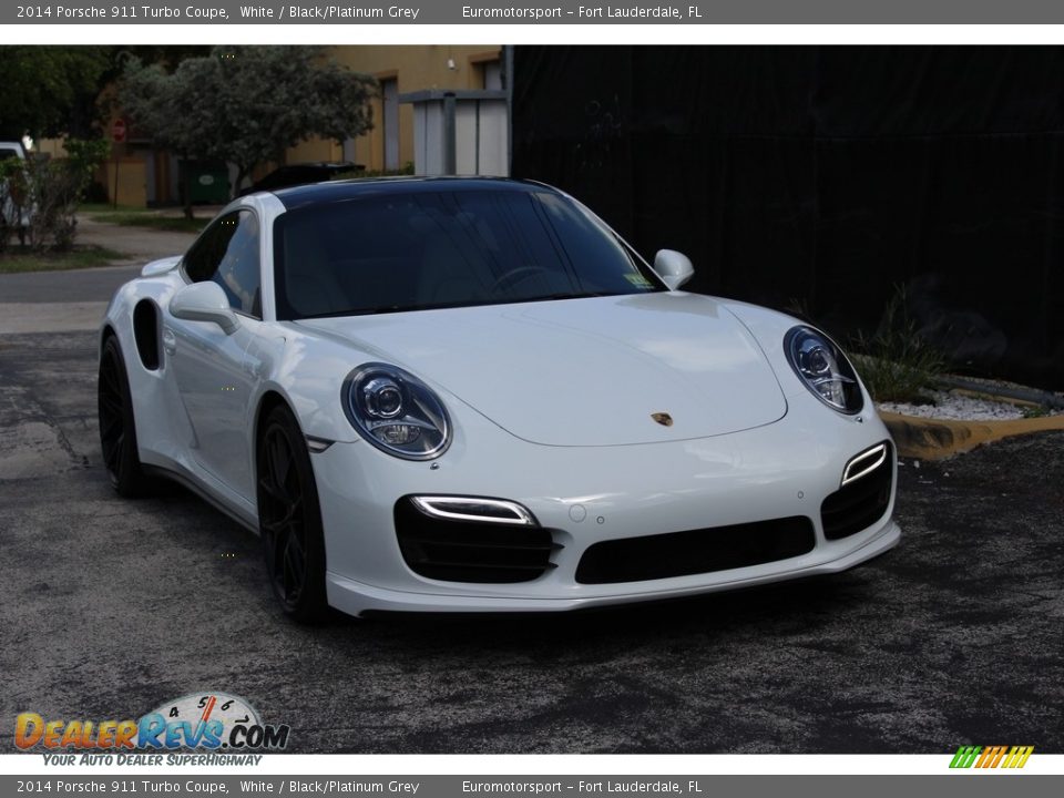 2014 Porsche 911 Turbo Coupe White / Black/Platinum Grey Photo #5