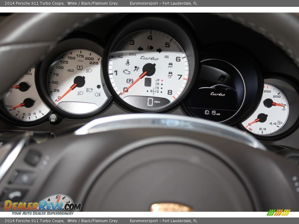 2014 Porsche 911 Turbo Coupe White / Black/Platinum Grey Photo #7